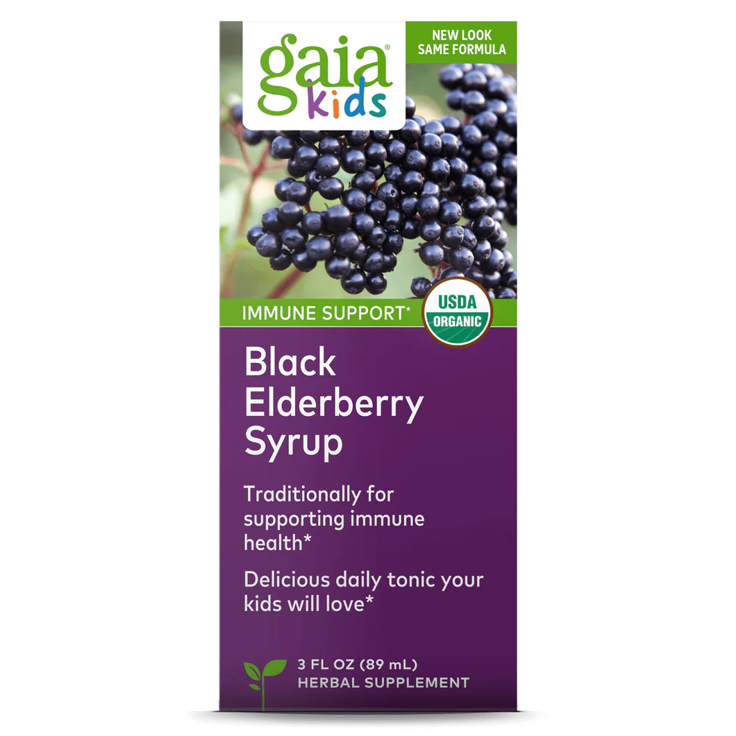 Gaia Herbs GaiaKids Black Elderberry Syrup Kids Strength, product photo