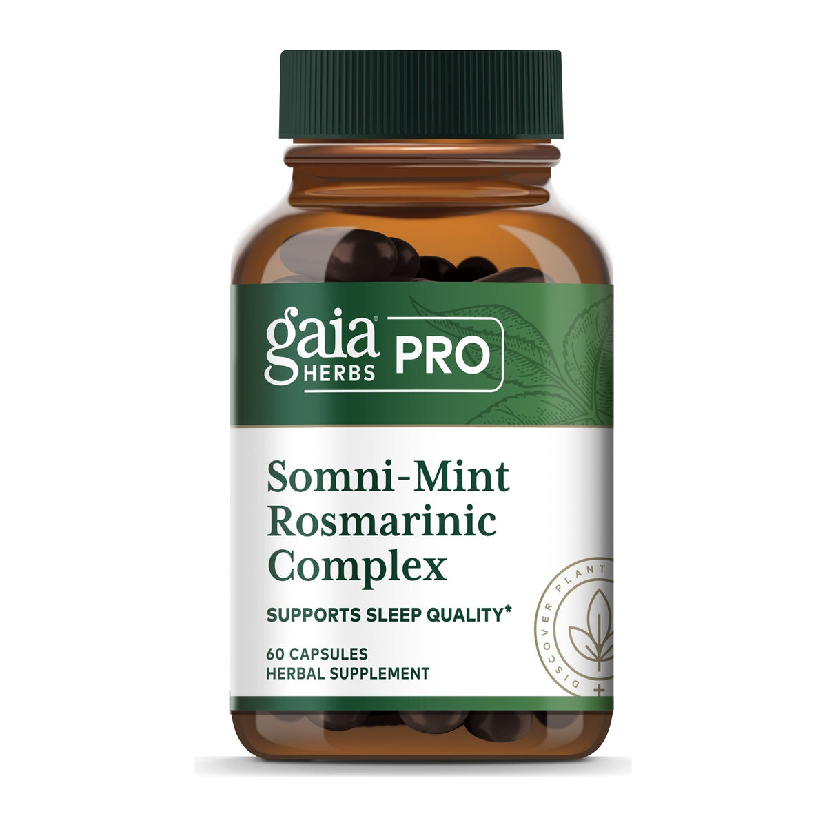 Gaia Herbs Pro Somni-Mint Rosmarinic Complex, front of the bottle