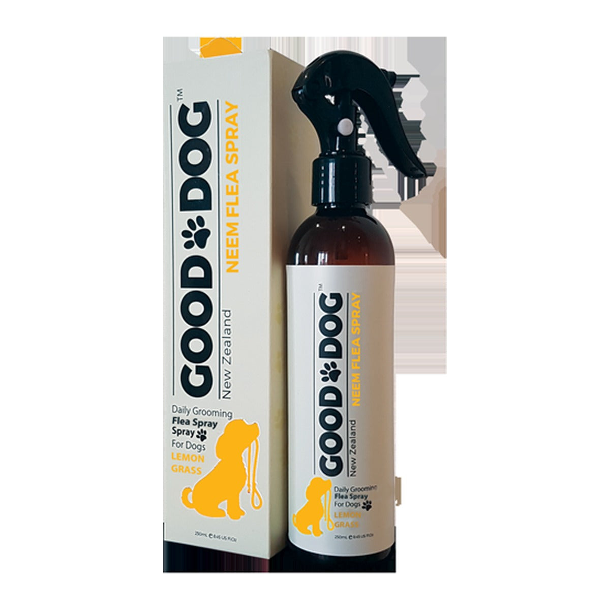 Good Dog Neem Flea Spray 250ml bottle and box, front of pack