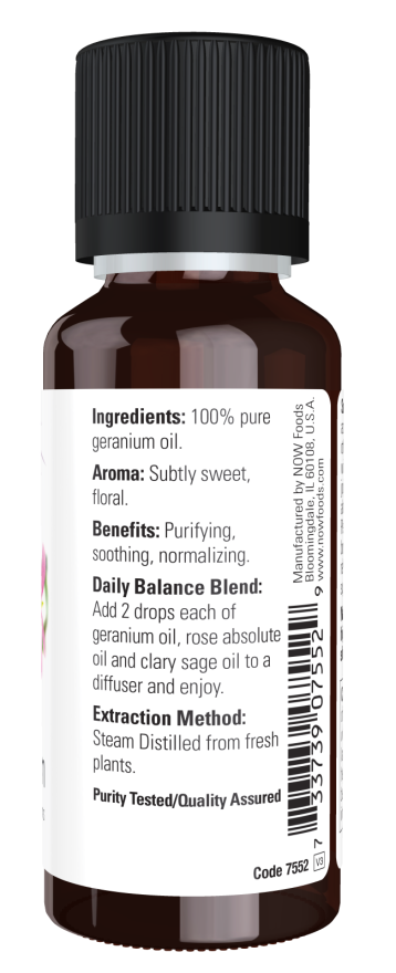 Image of NOW Pure GERANIUM OIL (Pelargonium Graveolens) ingredients