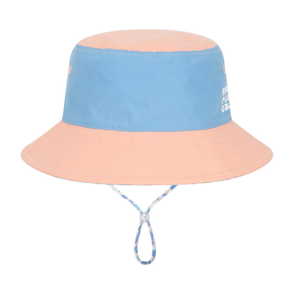 Kooringal Girl's Bucket Hat Lucia in Blue/Pink, front