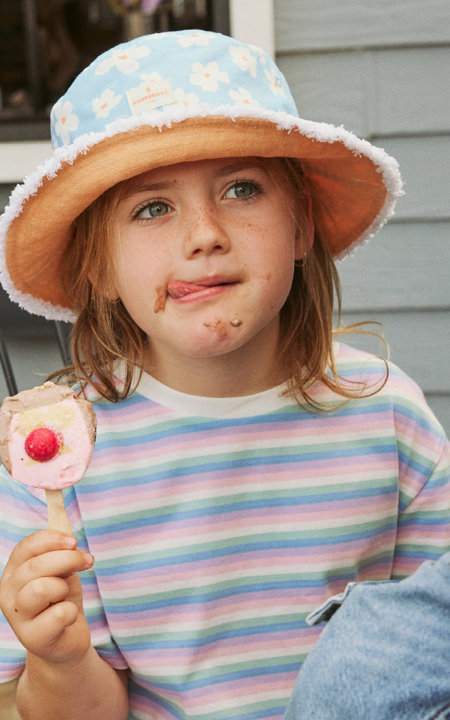 Kooringal Girl's Bucket Hat Skye in Powder Blue, view 2