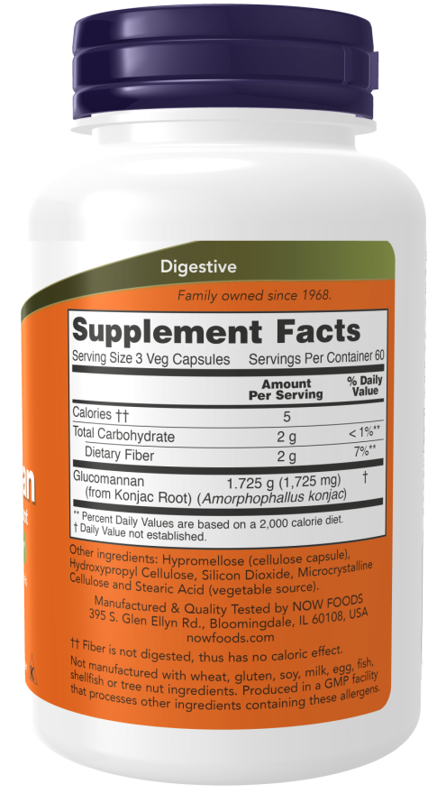Image of Glucomannan 575mg 180caps supplement facts