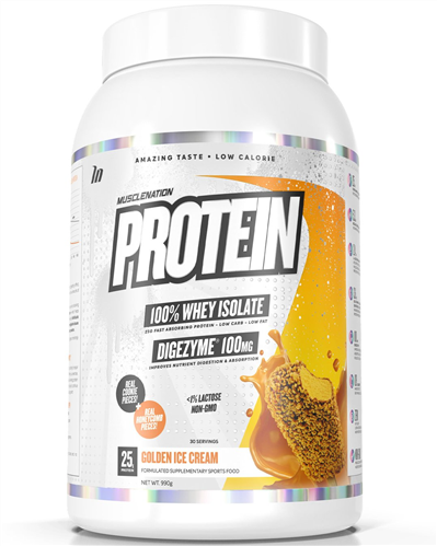 Protein 100% Whey Isolate Golden Ice Cream 990g-MuscleNation-Matakana Pharmacy