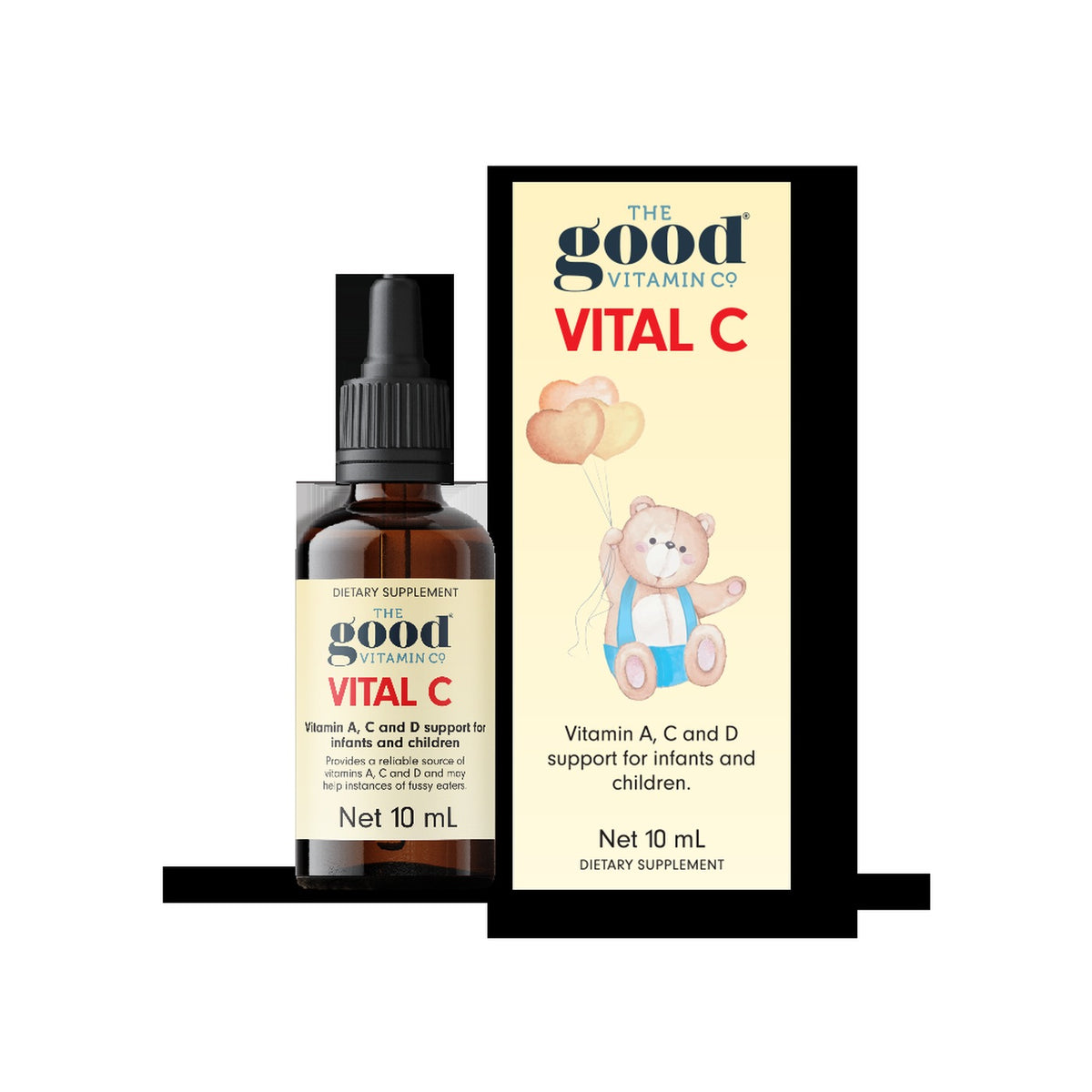 The Good Vitamin Co Vital C Drops 10ml, bottle and carton