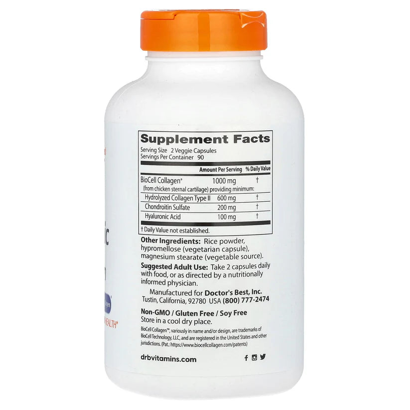 Image of Hyaluronic Acid with Chondroitin Sulfate (100mg) 180caps supplement facts