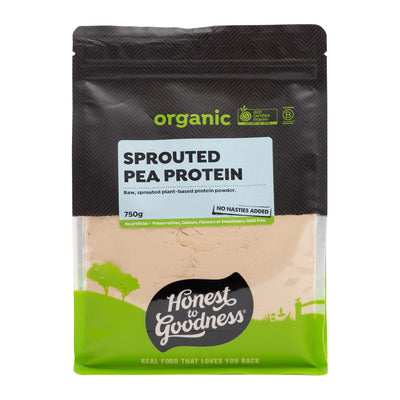 Honest to Goodness Organic Sprouted Pea Protein 750g pouch, front of pack
