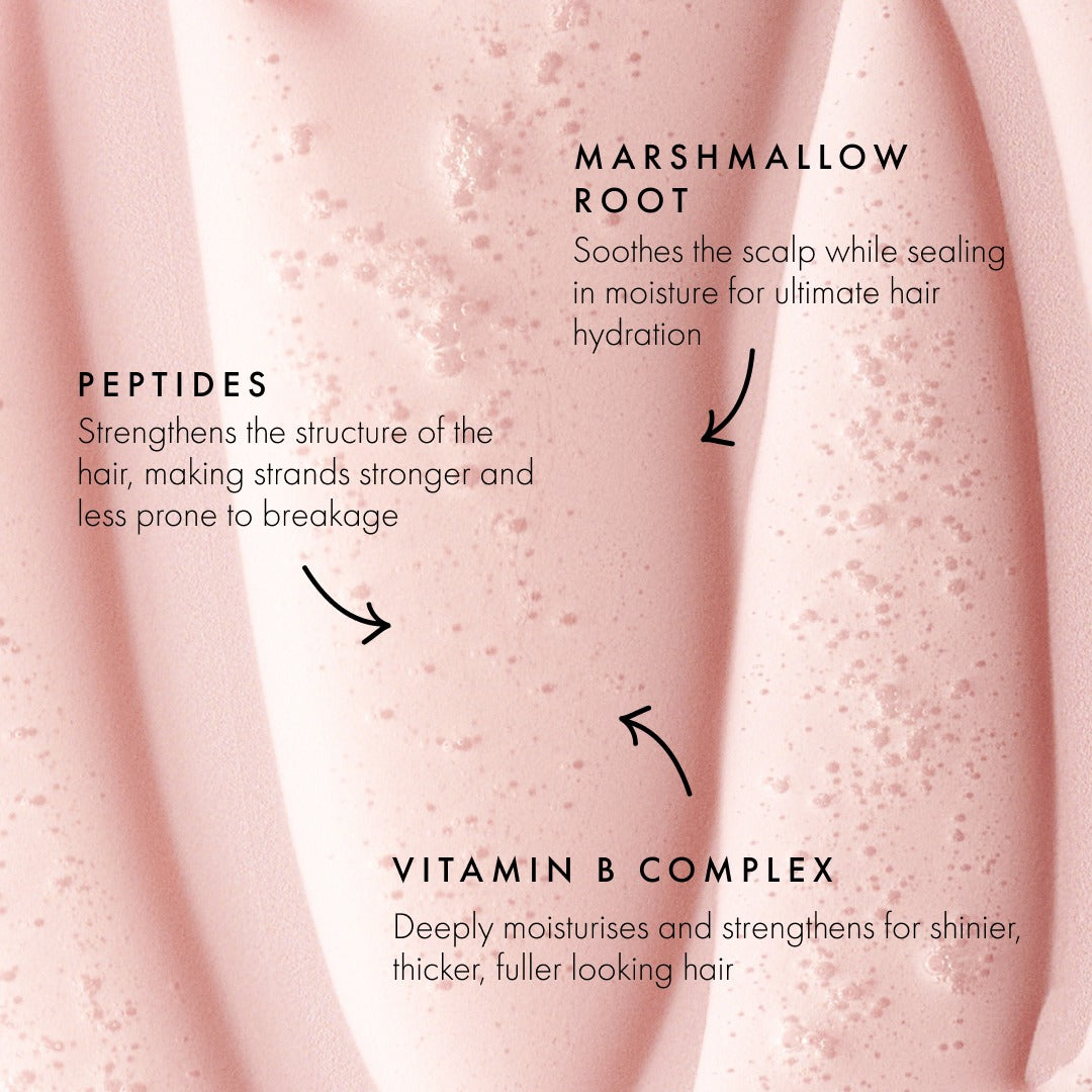 Hair Gain Hydrating Shampoo key ingredients: peptides, marshmallow root and vitamin B complex
