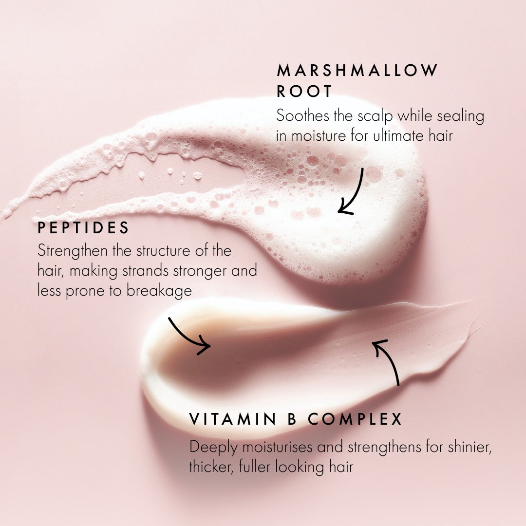 Hair Gain Hydrating Conditioner key ingredients: peptides, marshmallow root and vitamin B complex