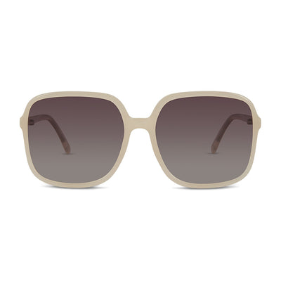 Wollumbin Halcyon women's sunglasses, ivory frame with brown polarised lens, front