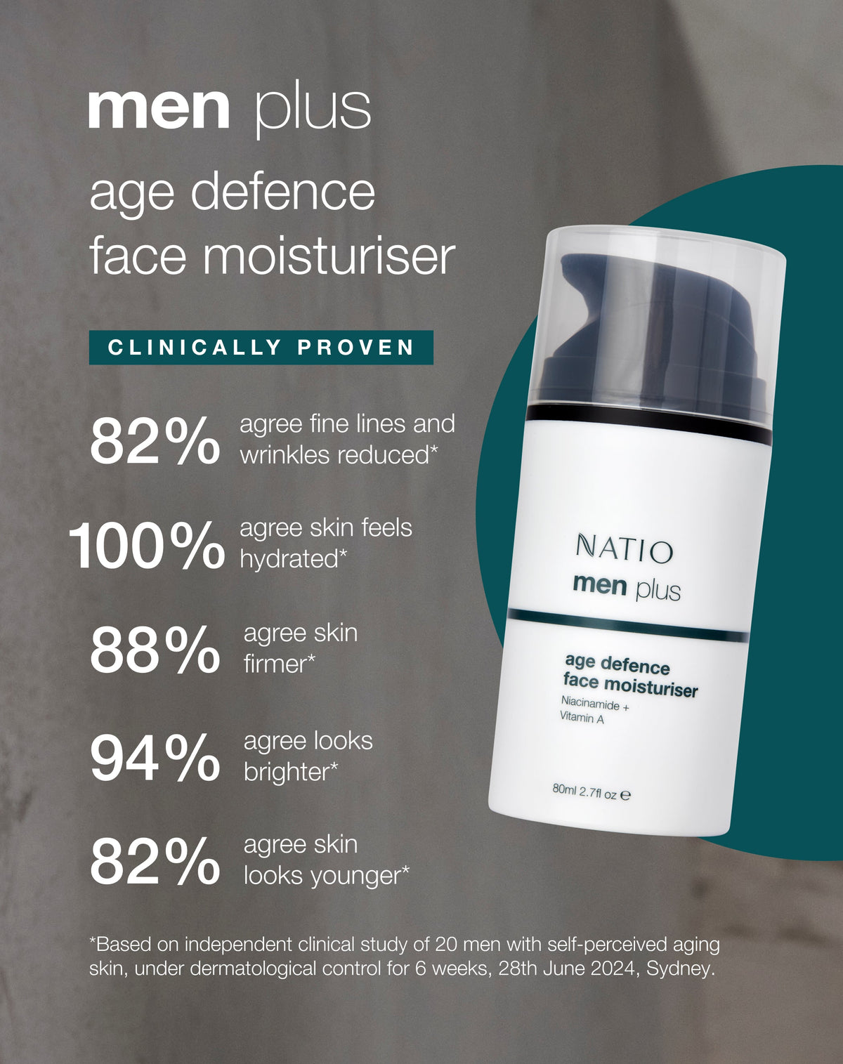 Mens Plus Age Defence Facial Moisturiser 80ml