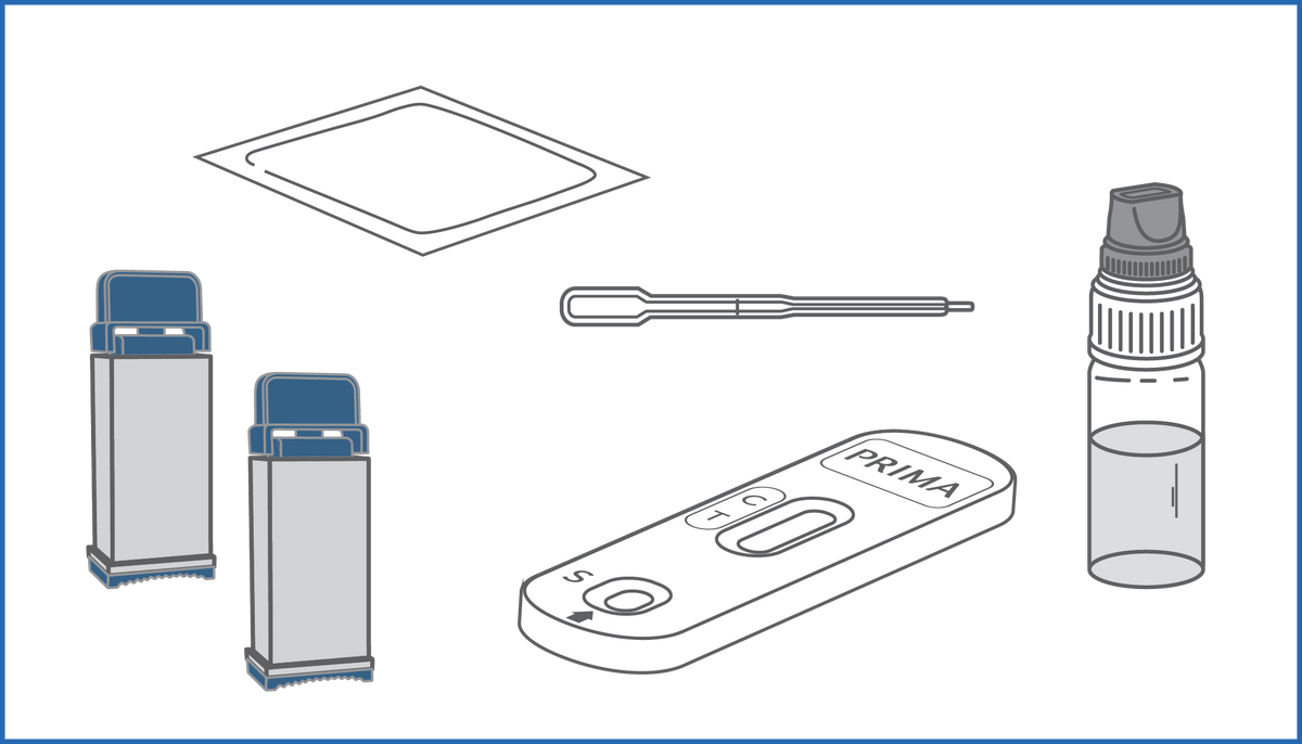 Image of PRIMA Iron FER Home Test Kit contents