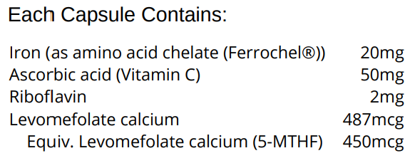 Image of Iron Plus 30 tablets ingredients