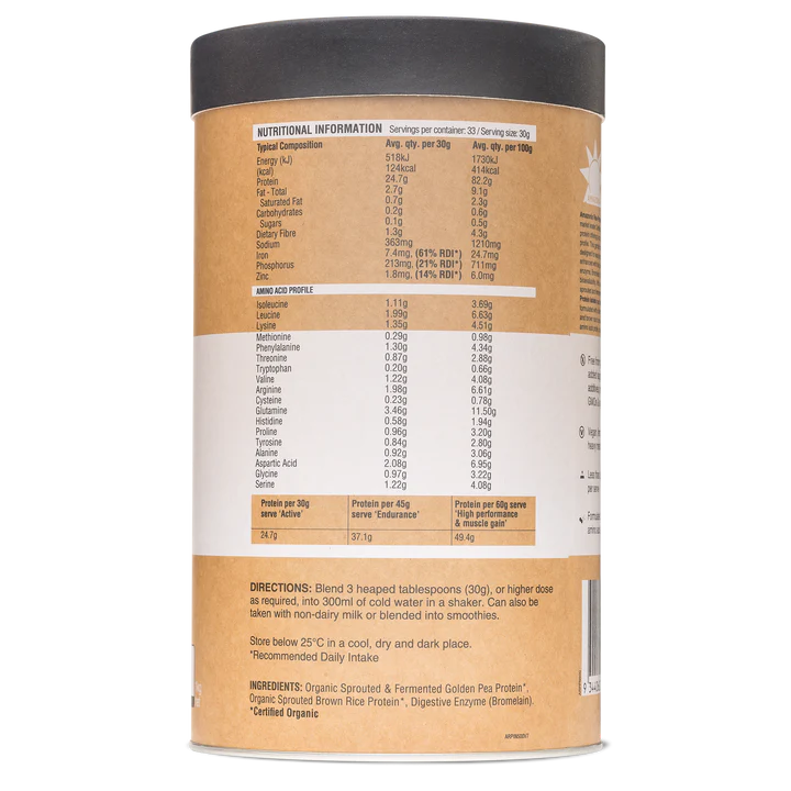 Raw Protein Isolate Natural nutritional information