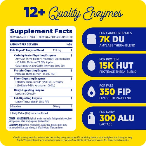 Image of Kids Digest Chewable 60 chewable tabs supplement facts