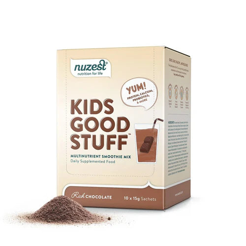Image of NUZEST Kids Good Stuff Rich Chocolate 10x15g Sachet Box