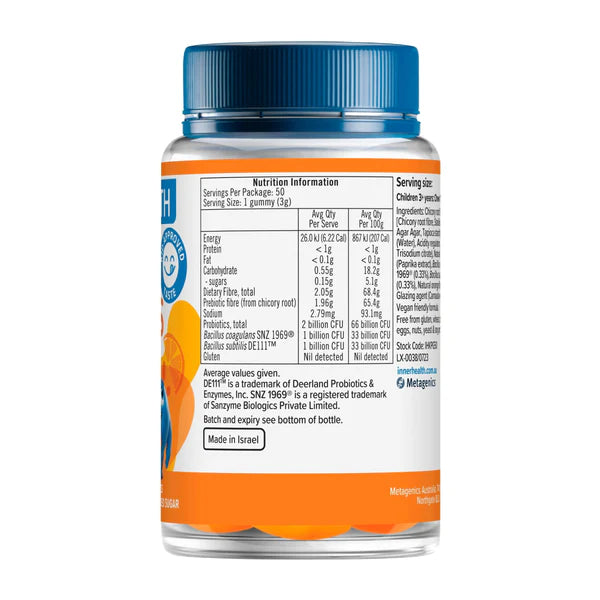 Image of Inner Health Kids 3-in-1 Probiotic Gummies 50s nutritional facts