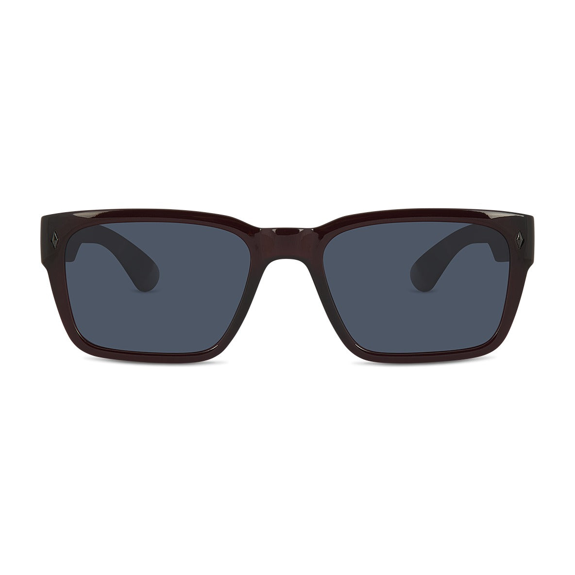 Wollumbin Kirra men's sunglasses, wine frame with smoke polarised lens, front