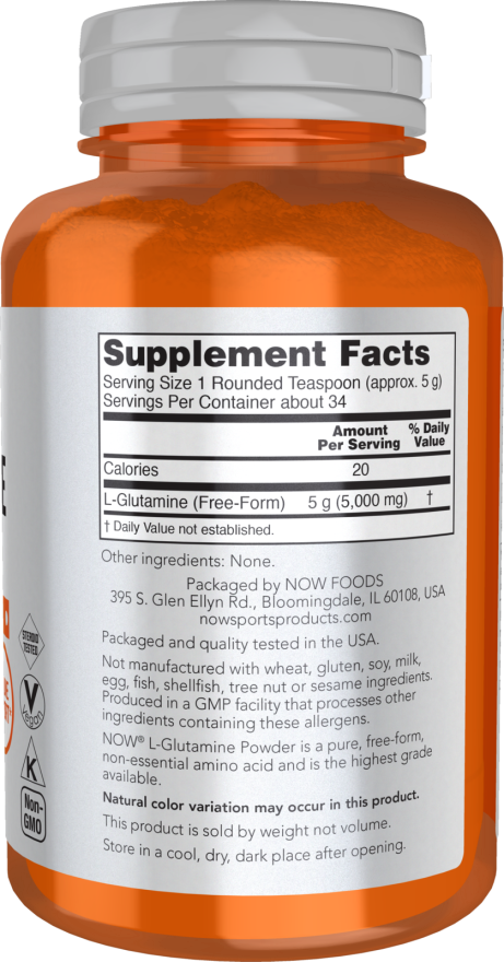 Image of L-Glutamine Powder 454g supplement facts