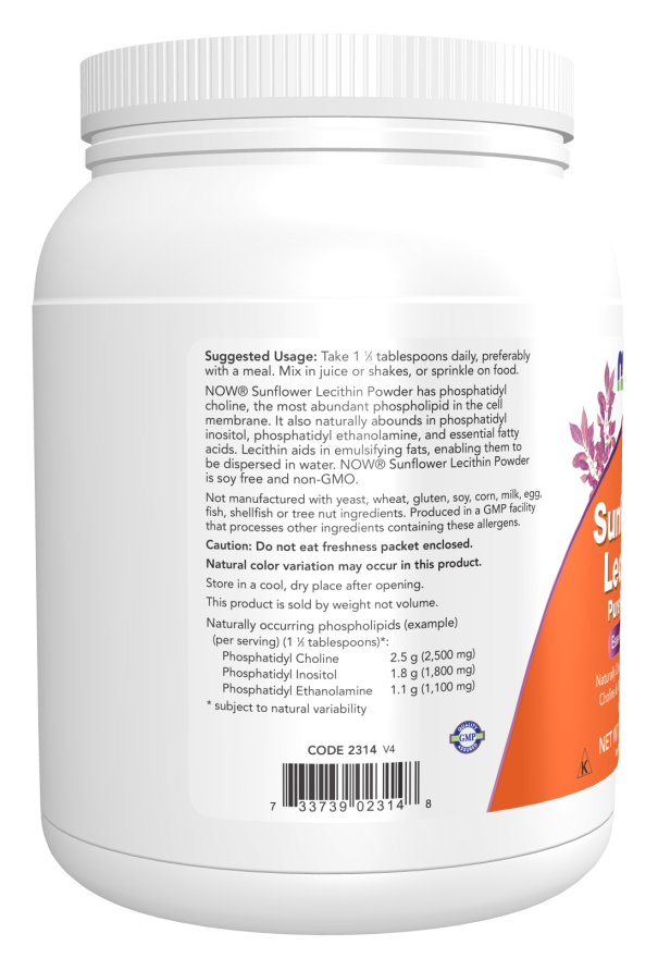 Image of Sunflower Lecithin Pure Powder NON-GMO 454g suggested usage