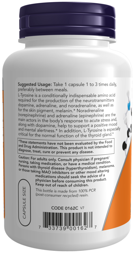 Image of L-Tyrosine 500mg 120caps suggested usage