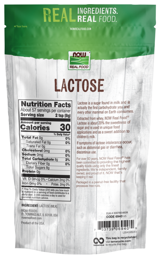 Image of Lactose powder back of packet