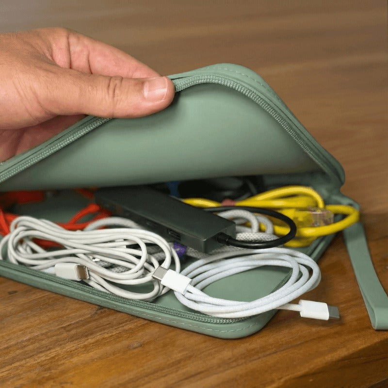 The Strapsicle Clutch in Sage in use, another view