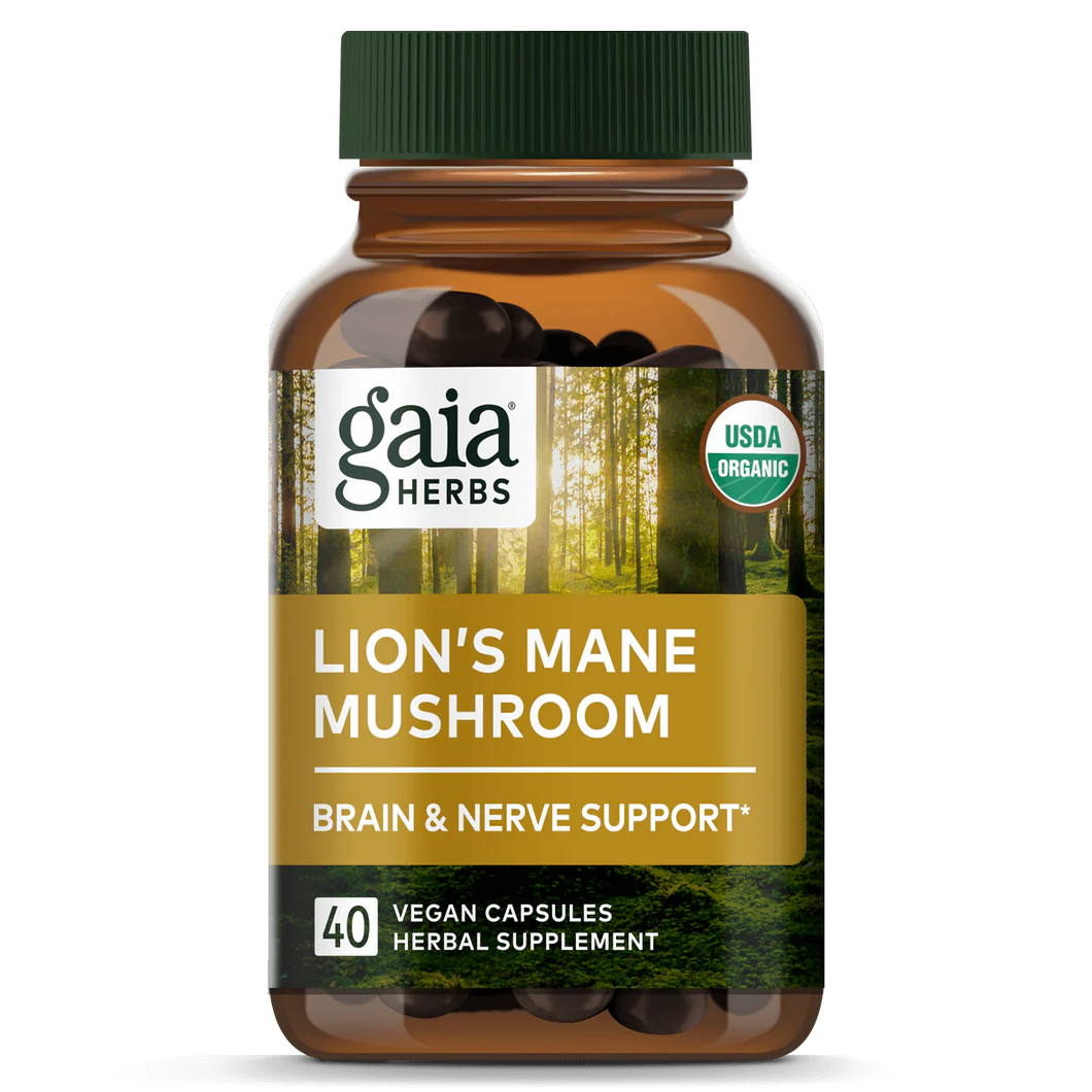 Gaia Herbs Lion's Mane Mushroom, front of pack