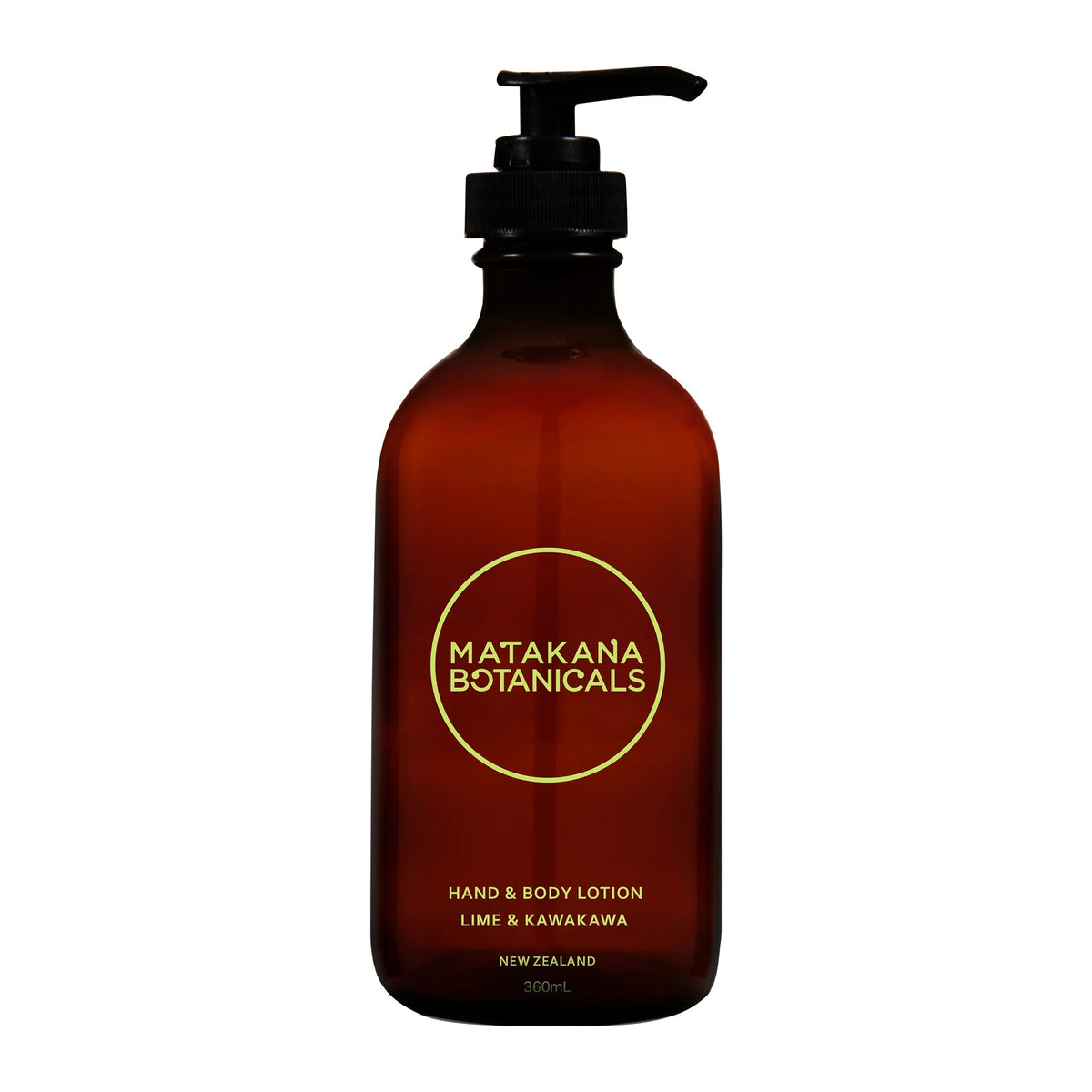 Lime & Kawakawa Hand & Body Lotion 360ml amber pump bottle
