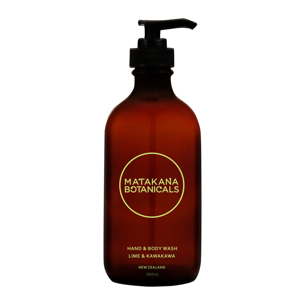 Lime & Kawakawa Hand & Body Wash 360ml amber pump bottle