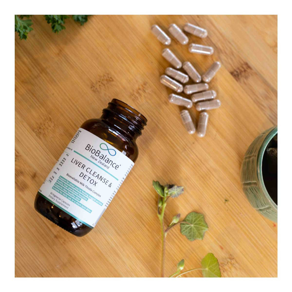 Image of Liver cleanse and detox 60 caps on table