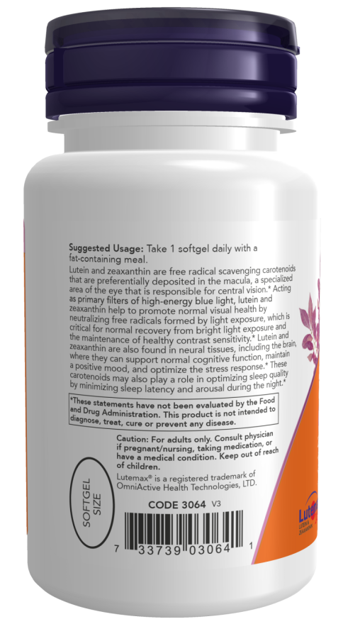 Image of Lutein 25mg & Zeaxanthin 5mg 60sgcaps suggested usage