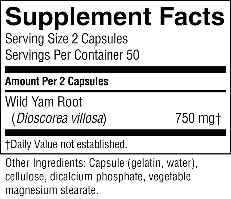Wild Yam 100 Capsules-Matakana Pharmacy