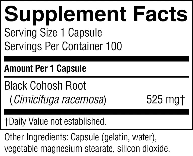 Black Cohosh 100 Capsules-Matakana Pharmacy