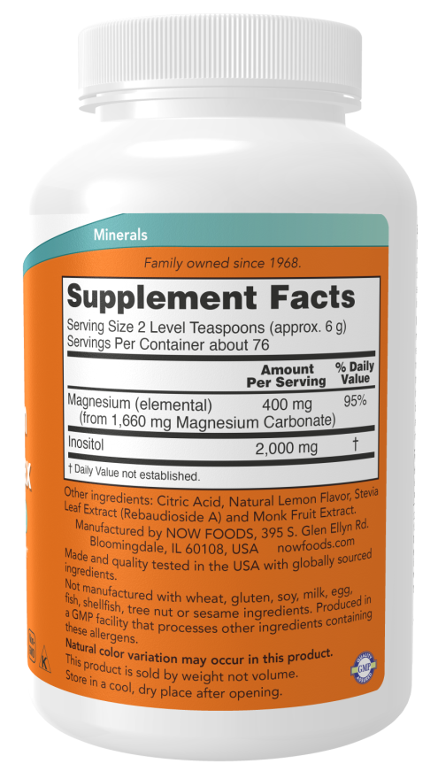 Image of Magnesium Inositol Relax Powder 454g supplement facts