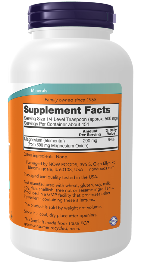 Image of Magnesium Oxide Pure Powder 227g supplement facts