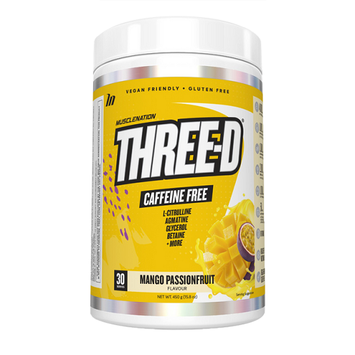 Three D Caffeine Free Pre Workout Mango Passionfruit 450g-MuscleNation-Matakana Pharmacy