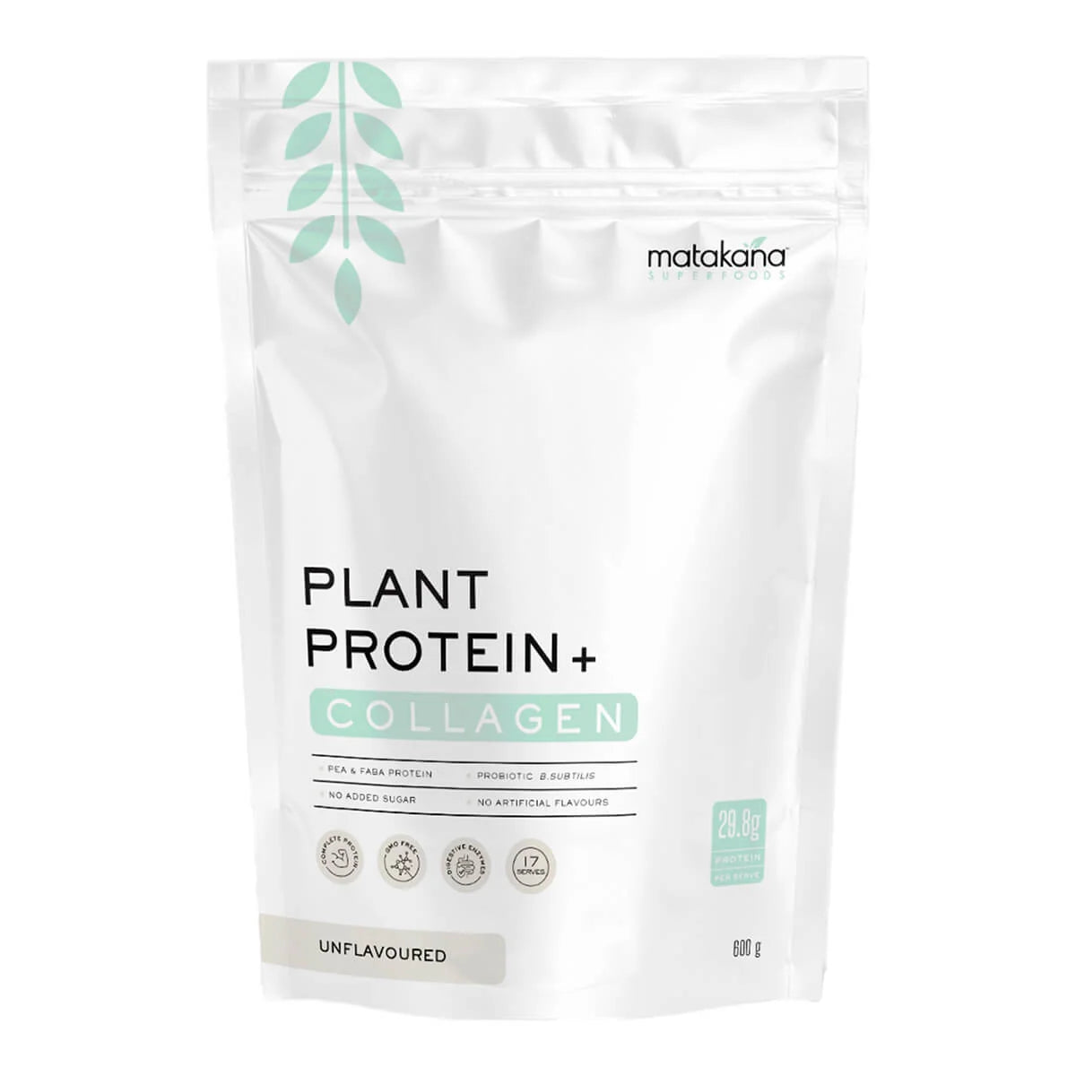 Plant Protein + Collagen Unflavoured Powder 600g-Matakana Superfoods-Matakana Pharmacy