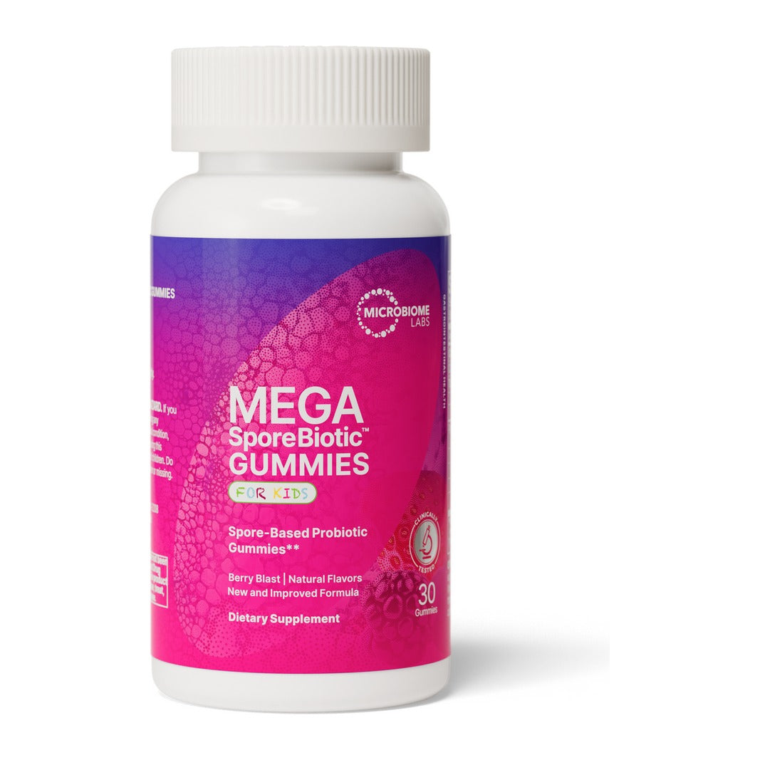 Microbiome Labs MegasporeBiotic Kids Berry Blast, front of pack