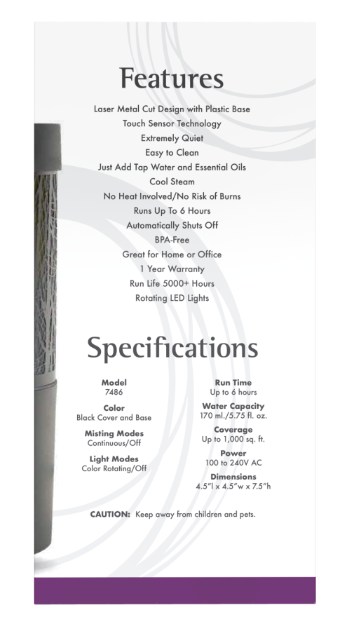 Image of Metal Touch Ultrasonic Oil Diffuser features
