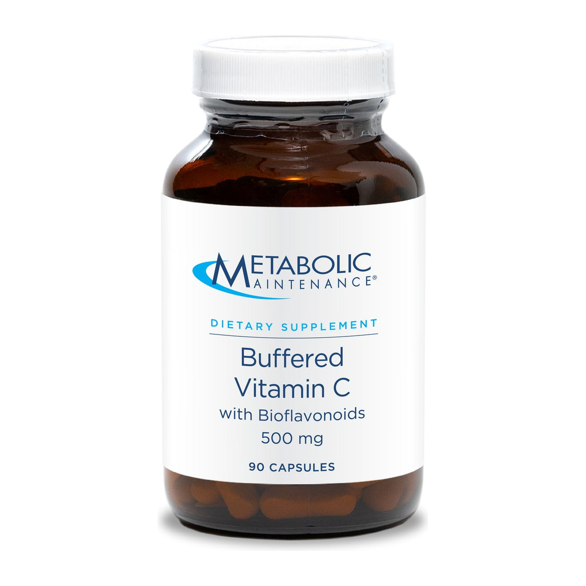 Metabolic Maintenance Buffered Vitamin C 500mg, front of the bottle
