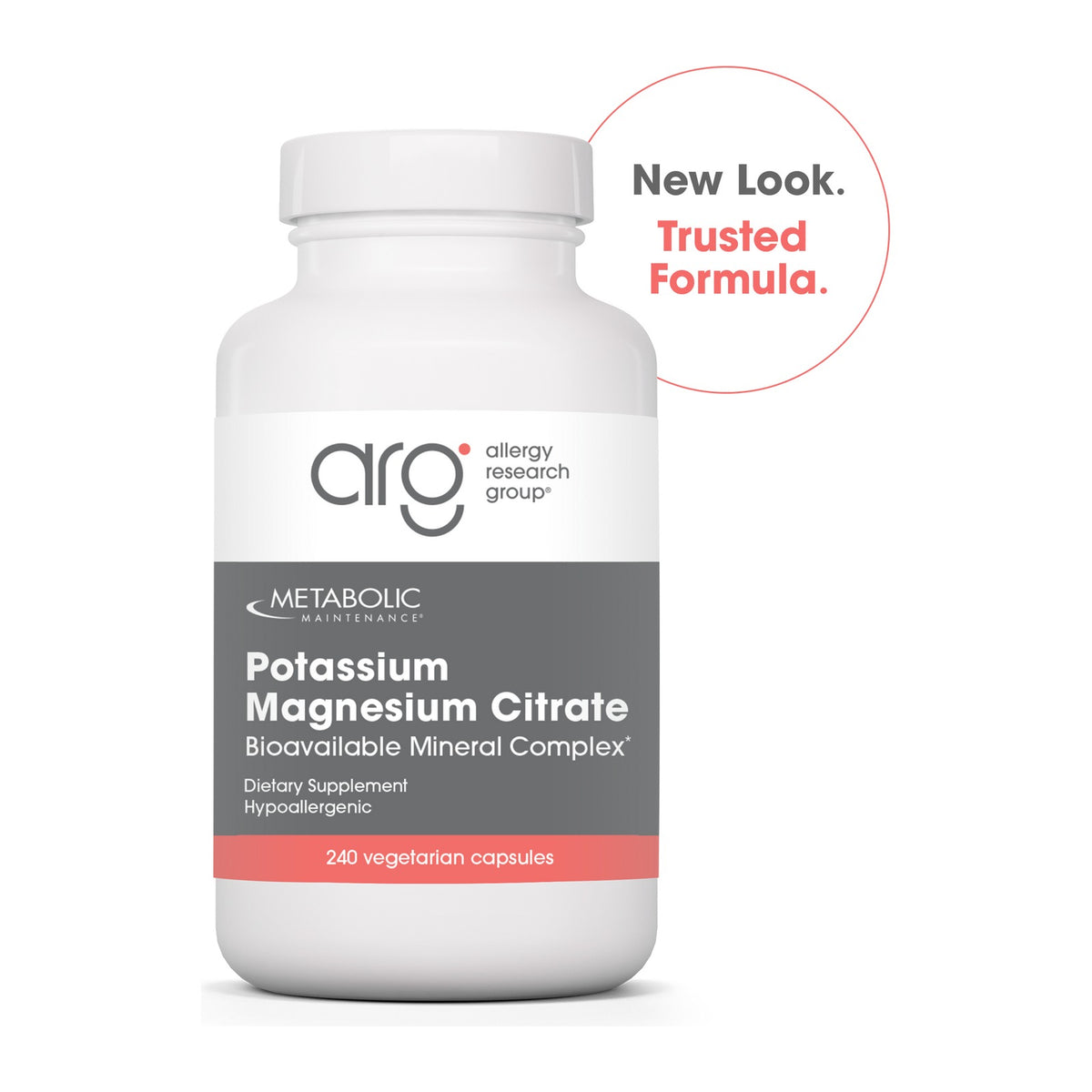Metabolic Maintenance Potassium/Magnesium Citrate, front of the bottle