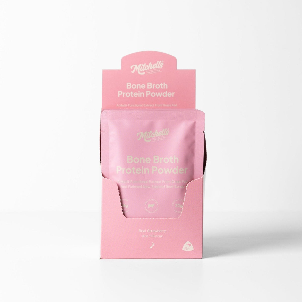 Sample Bone Broth Protein Strawberry 30g, Mitchells Nutrition, image 2