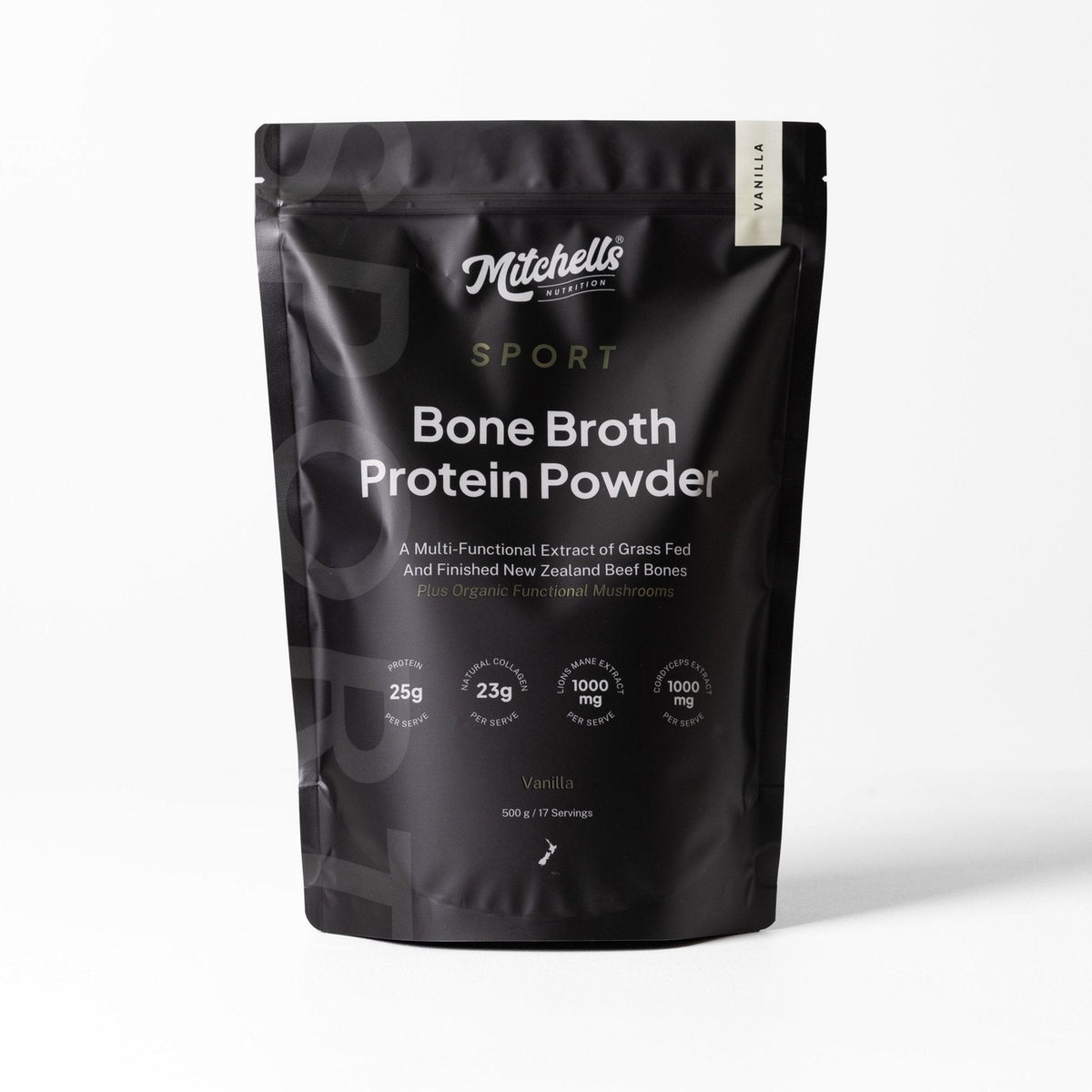 Bone Broth Protein Powder Sport - Vanilla 500g, Mitchells Nutrition, pack shot