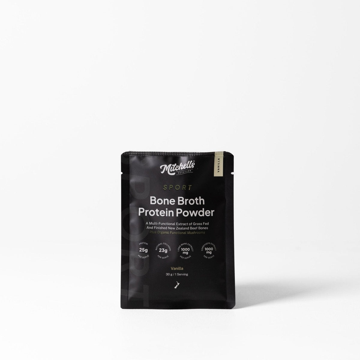 Sample Sport Bone Broth Protein Vanilla 30g, Mitchells Nutrition, pack shot