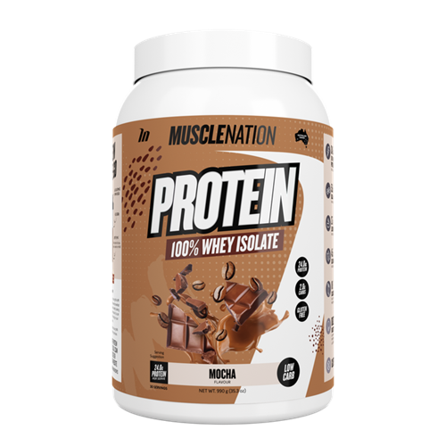 Protein 100% Whey Isolate Mocha 990g-MuscleNation-Matakana Pharmacy