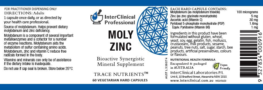 Image of Moly Zinc 60caps label