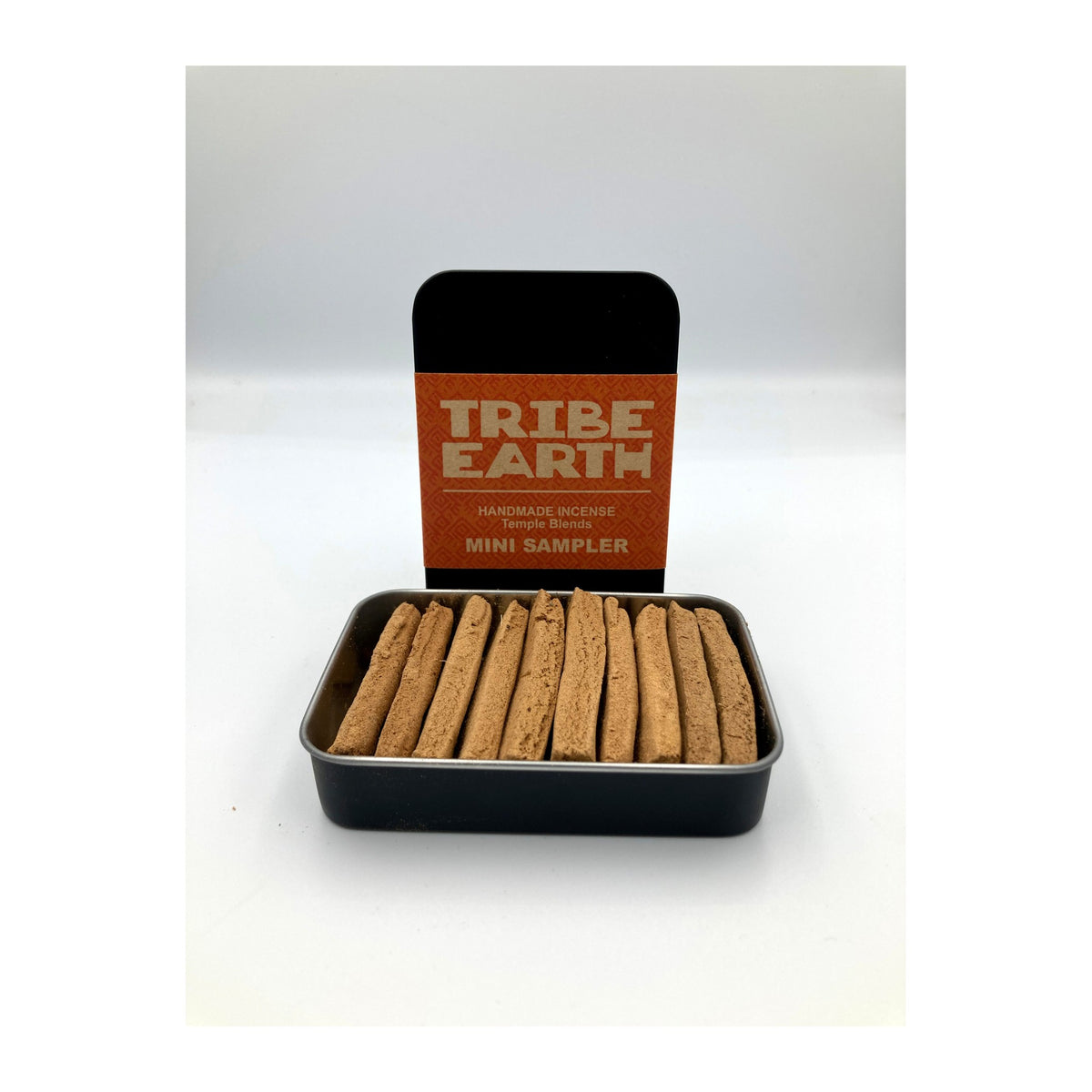 Mini Sampler Tin - Temple Blend Range 10 Tiles tin, open and showing the incense tiles