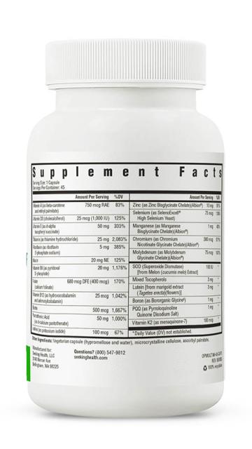Image of multivitamin one methyl free 45 caps supplement facts