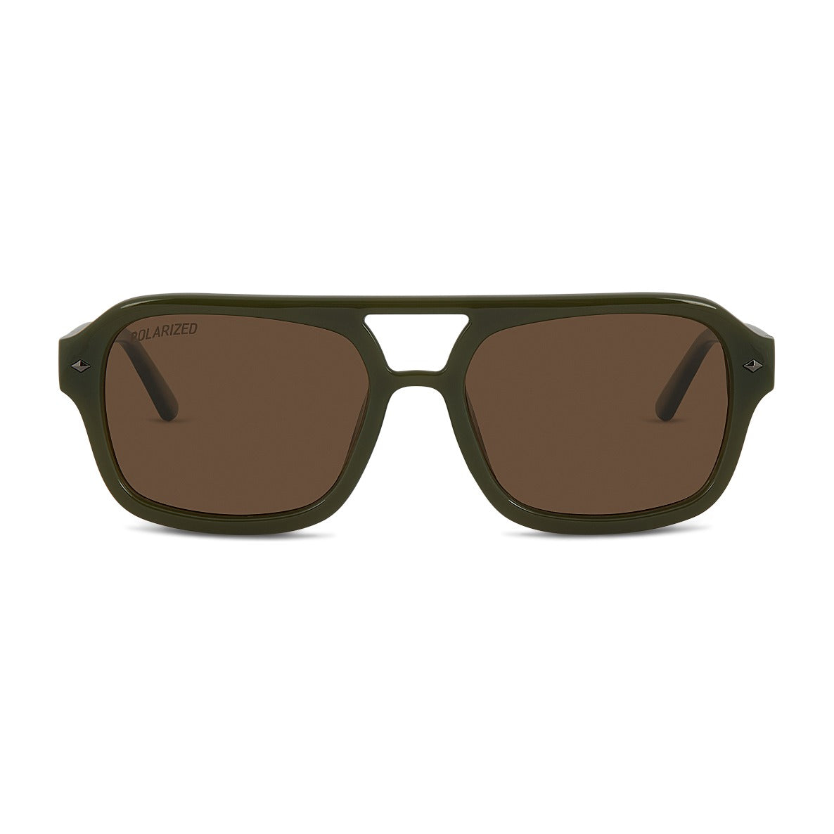 Wollumbin Mullumbimby unisex sunglasses, forest frame with brown polarised lens, front